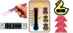 Baby Room Thermometer pack with Bath and Forehead Thermometers, Feeding spoon and 'Hot Warning' labels